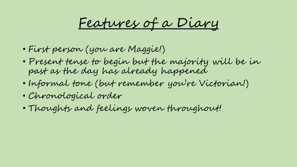 features of a diary