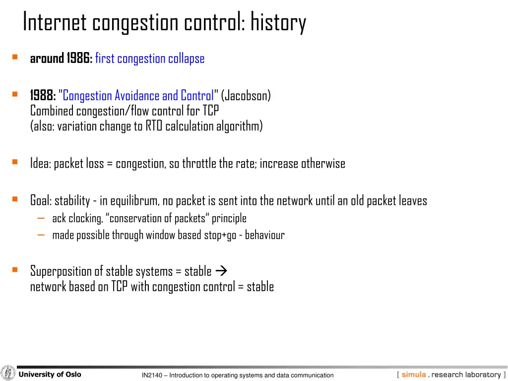 internet congestioncontrol history