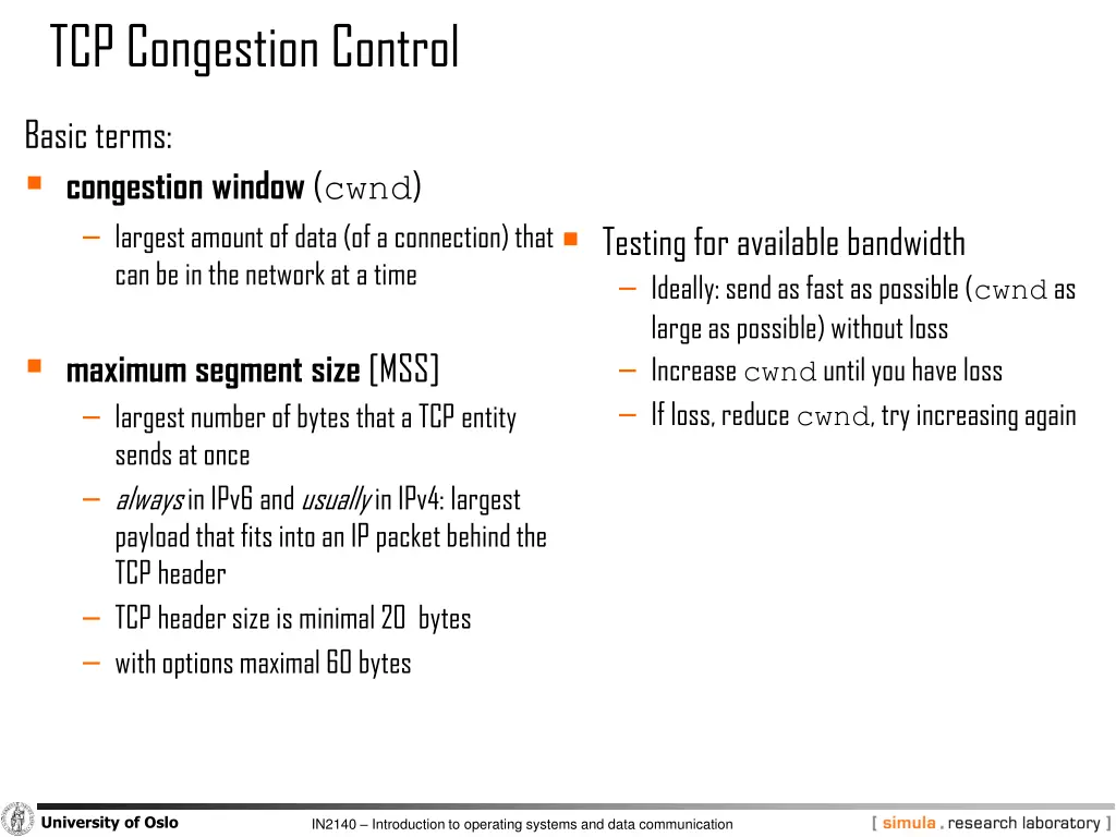 tcp congestion control 1