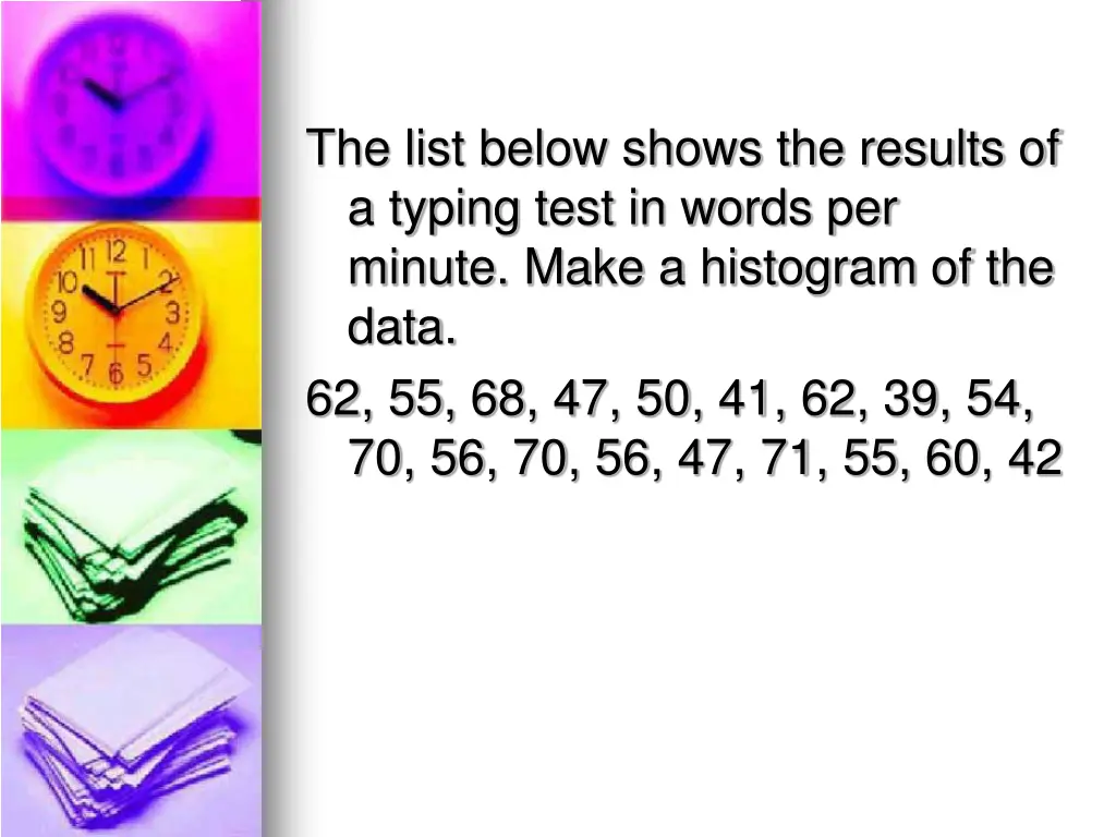 the list below shows the results of a typing test