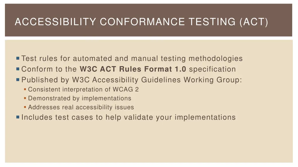 accessibility conformance testing act