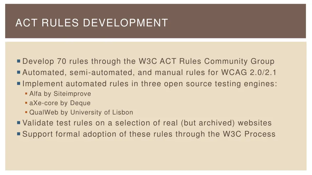 act rules development