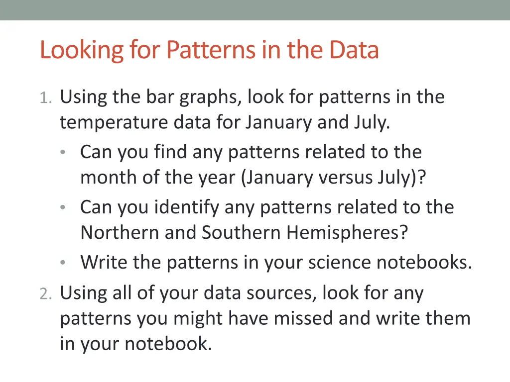 looking for patterns in the data