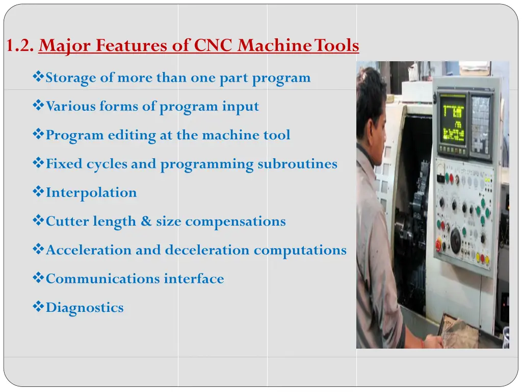 1 2 major features of cnc machine tools