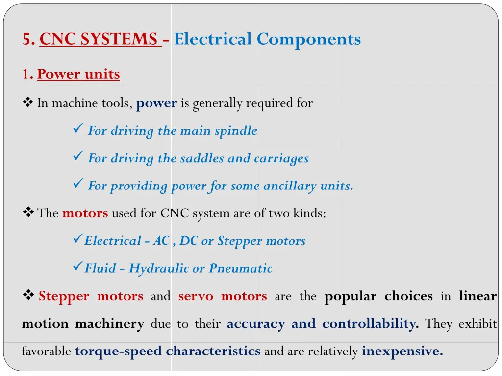 5 cnc systems electrical components