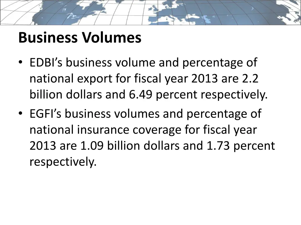 business volumes