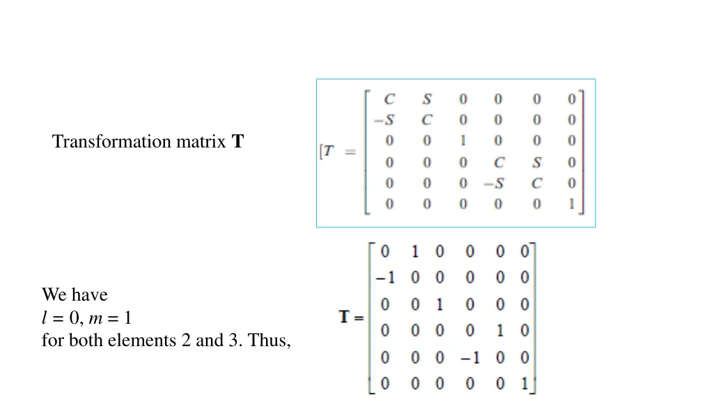 transformation matrix t