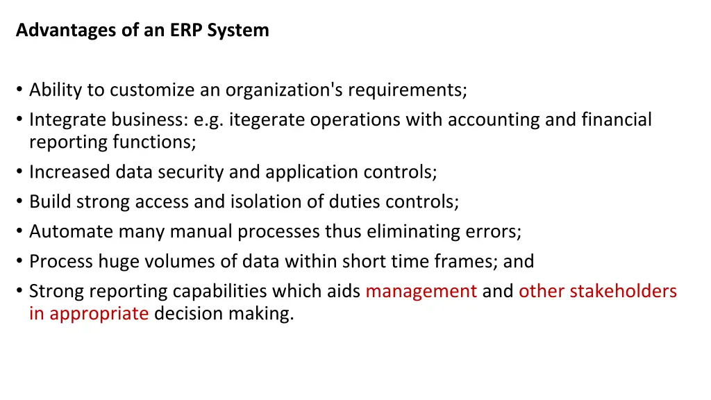 advantages of an erp system