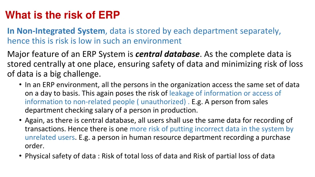 what is the risk of erp