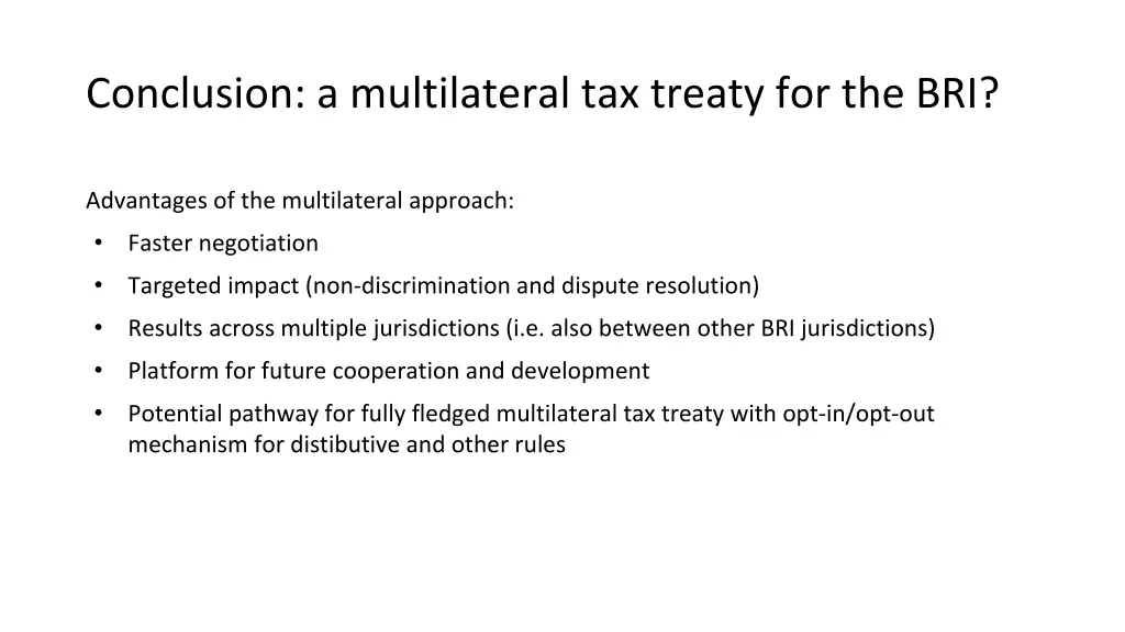 conclusion a multilateral tax treaty for the bri