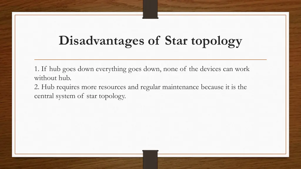 disadvantages of star topology