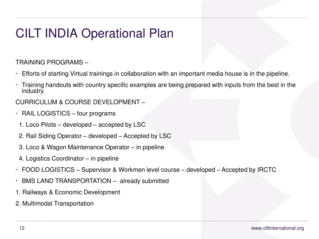 cilt india operational plan