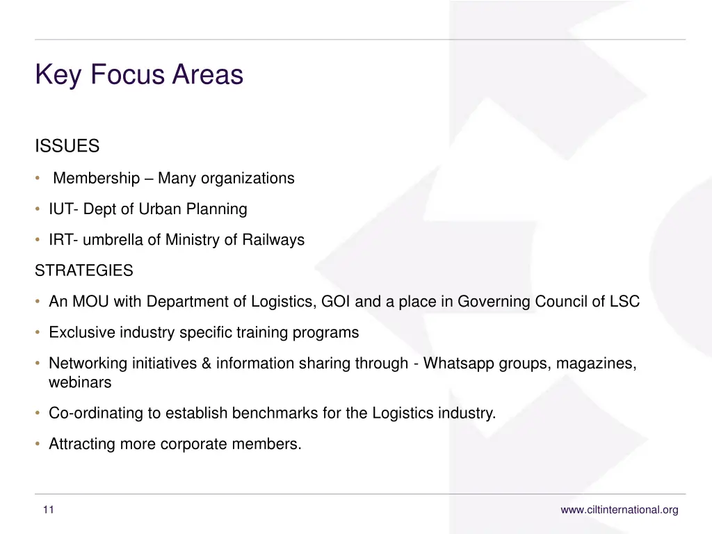 key focus areas