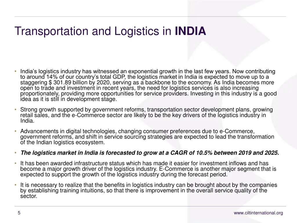 transportation and logistics in india