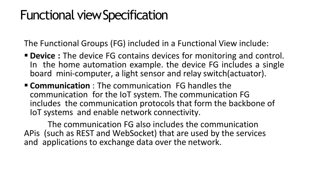 functional view specification