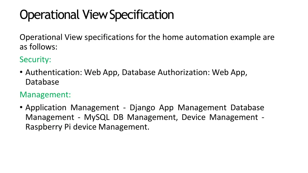 operational view specification 2