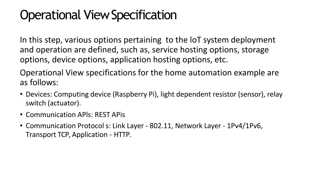 operational view specification