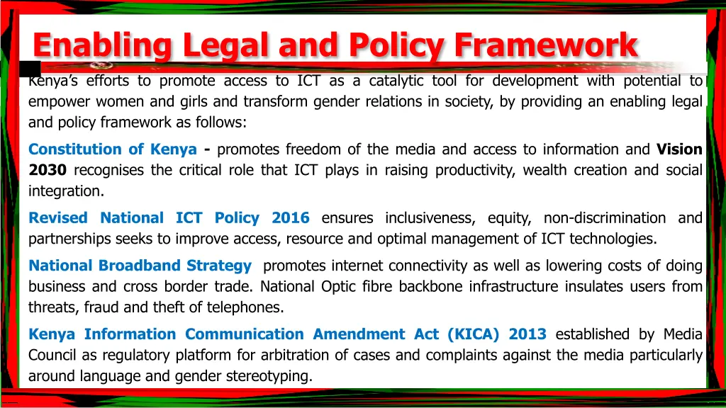 enabling legal and policy framework