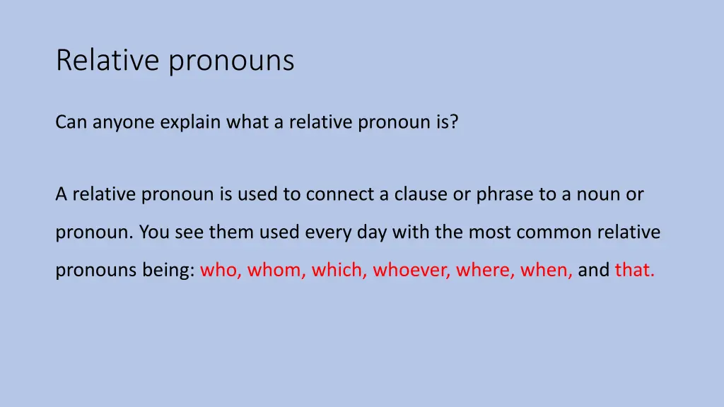 relative pronouns