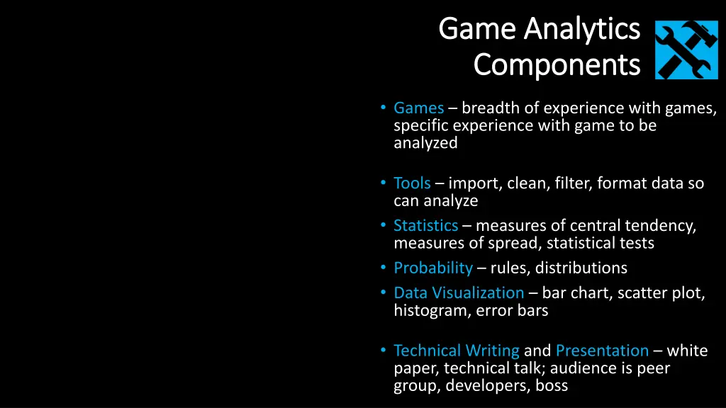 game analytics game analytics components