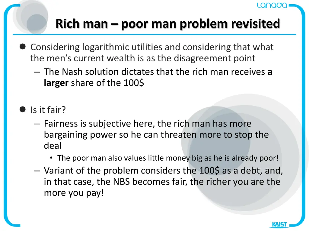 rich man poor man problem revisited