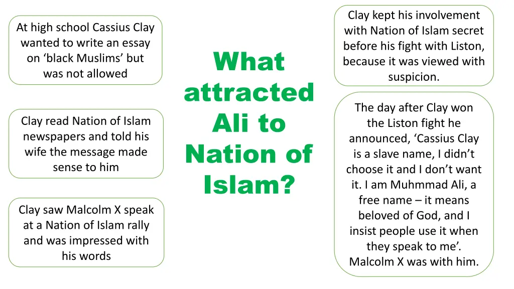 clay kept his involvement with nation of islam