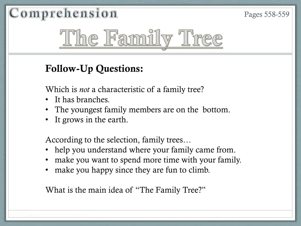 comprehension the family tree