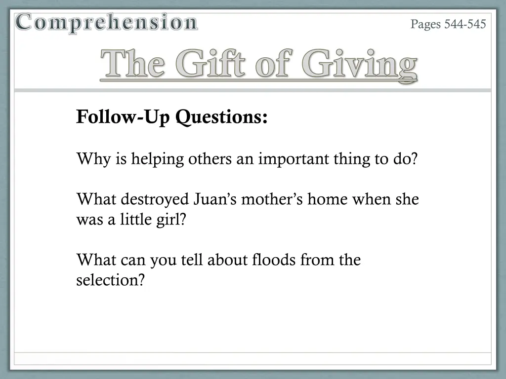 comprehension the gift of giving 1