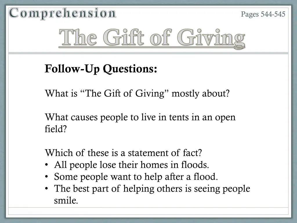 comprehension the gift of giving