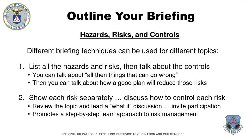 outline your briefing 2