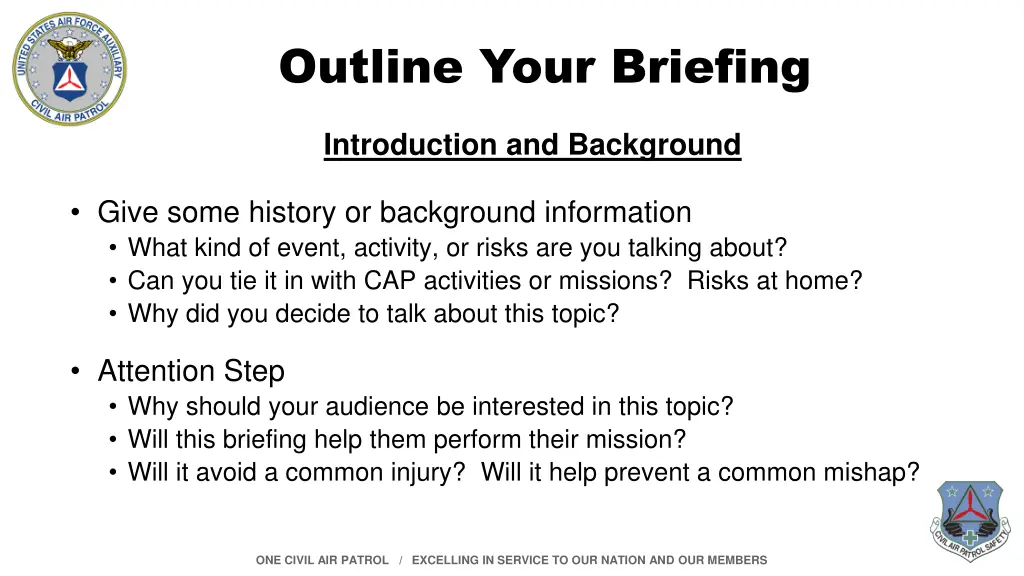 outline your briefing