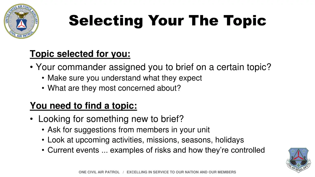 selecting your the topic