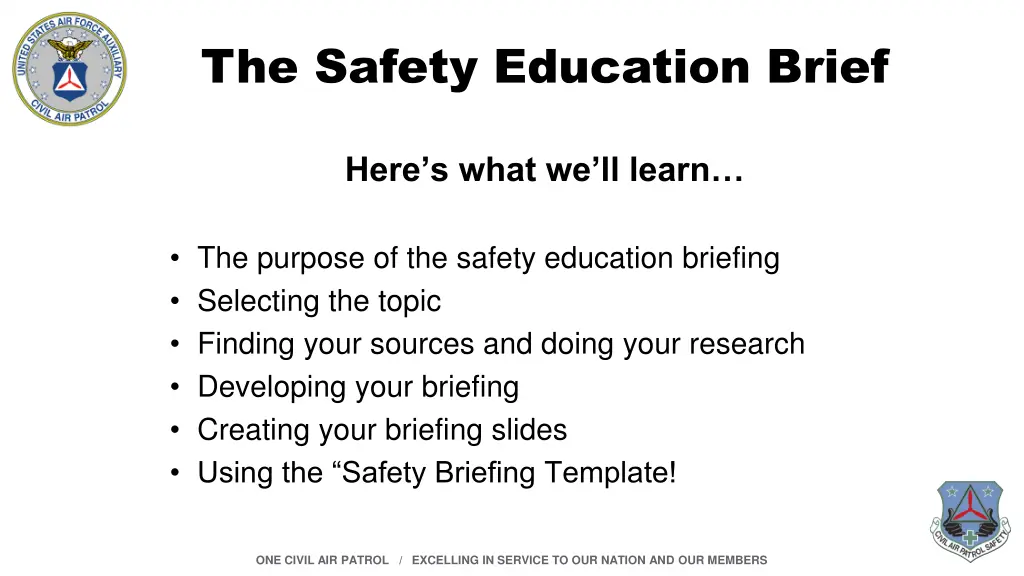 the safety education brief 1