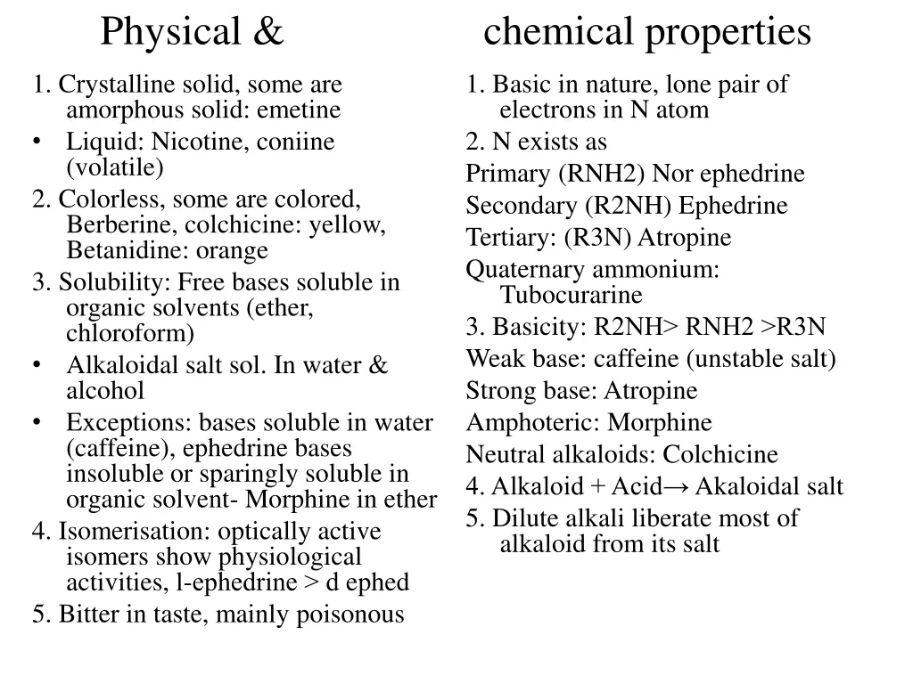 physical chemical properties