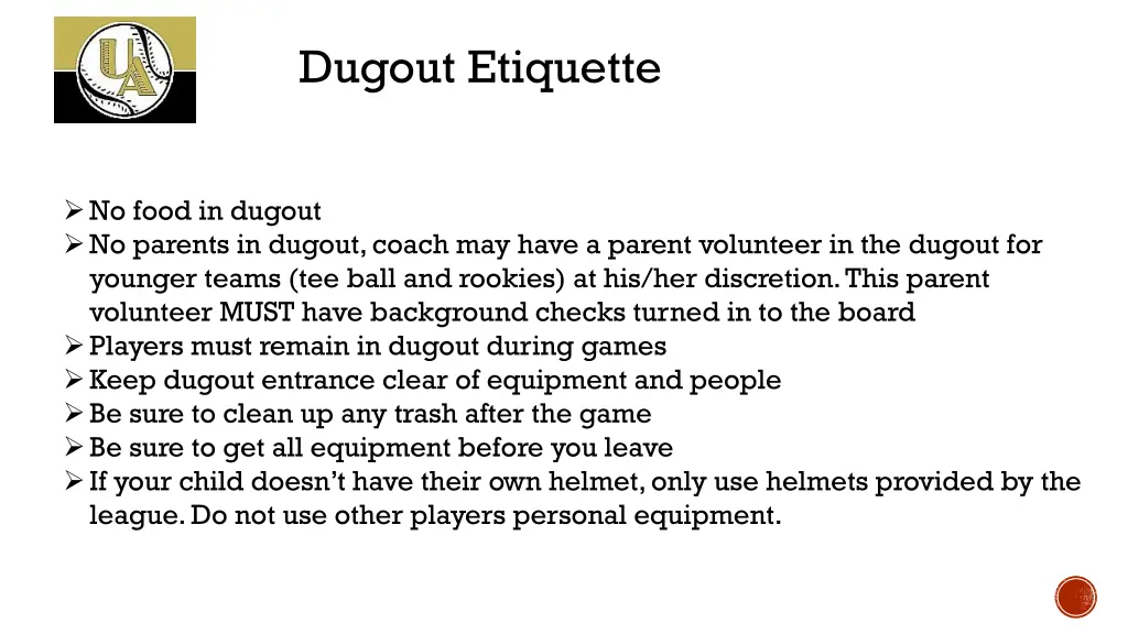 dugout etiquette