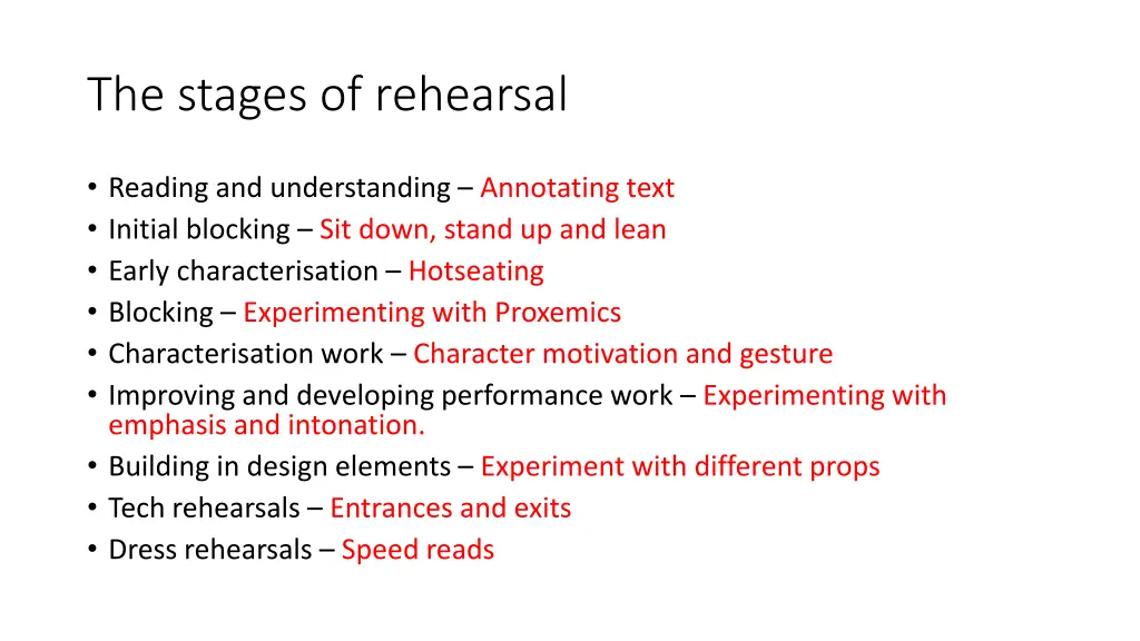 the stages of rehearsal 1