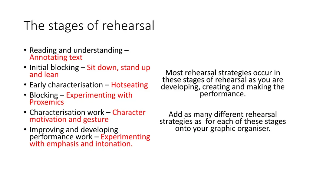 the stages of rehearsal 2