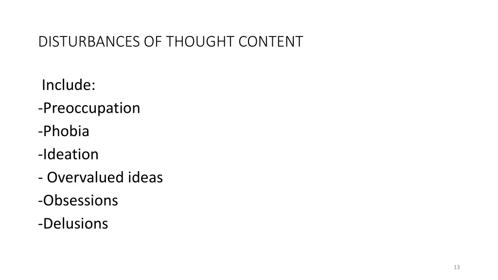 disturbances of thought content