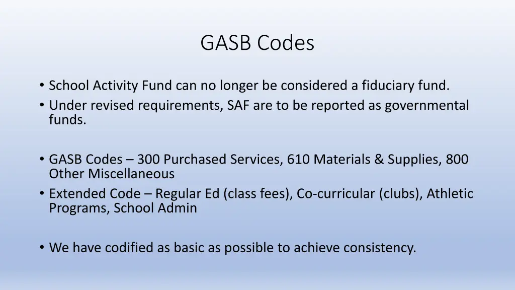 gasb codes