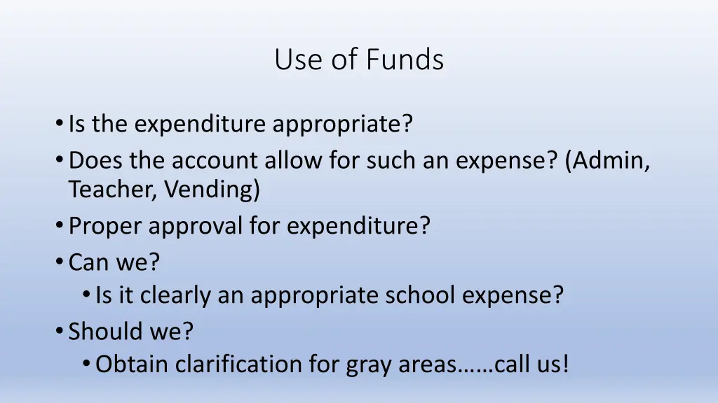 use of funds