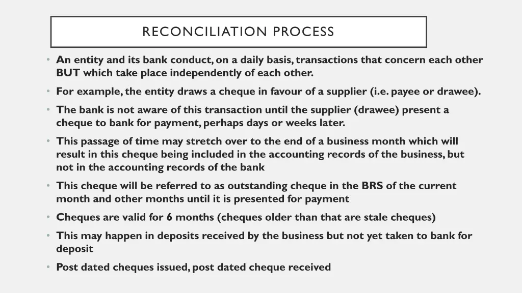 reconciliation process