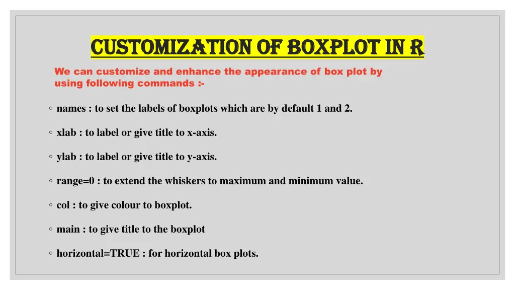 customization of boxplot in r customization