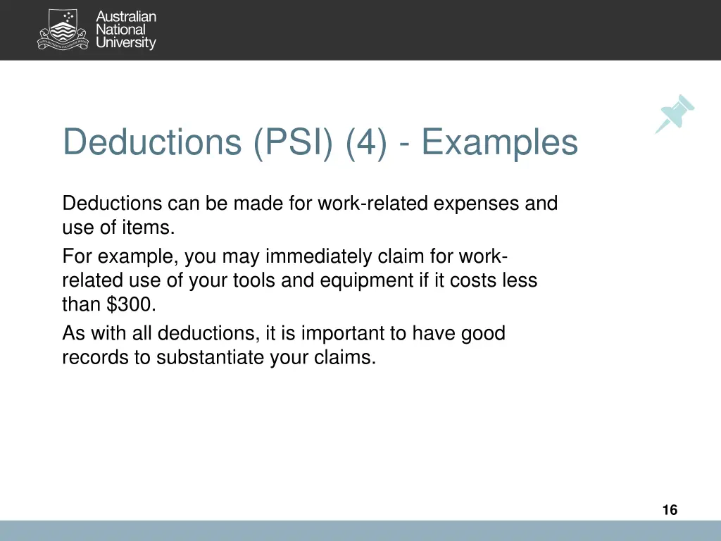 deductions psi 4 examples