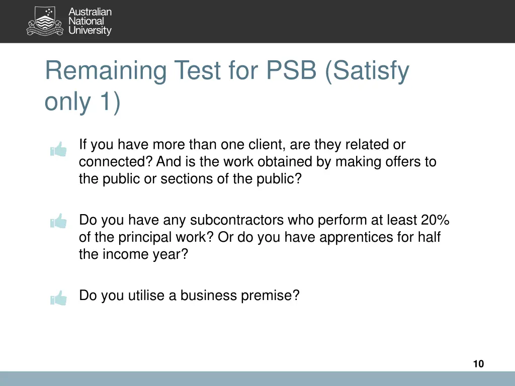 remaining test for psb satisfy only 1