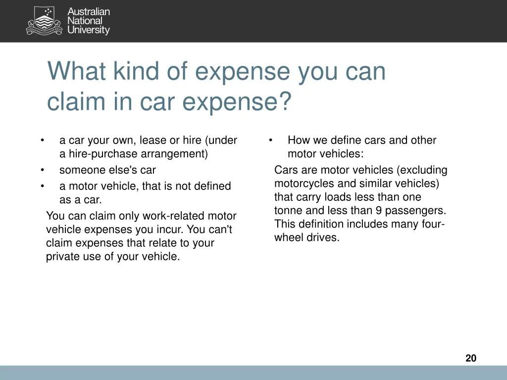 what kind of expense you can claim in car expense