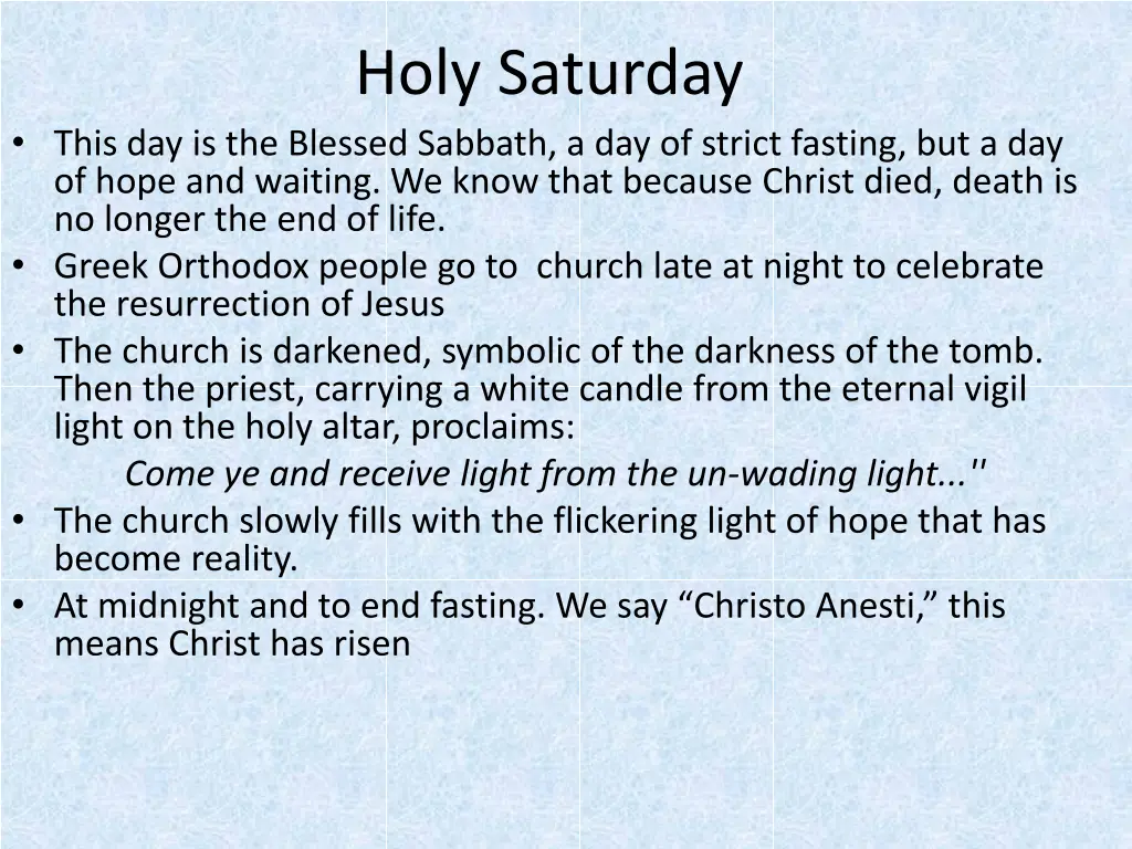 holy saturday