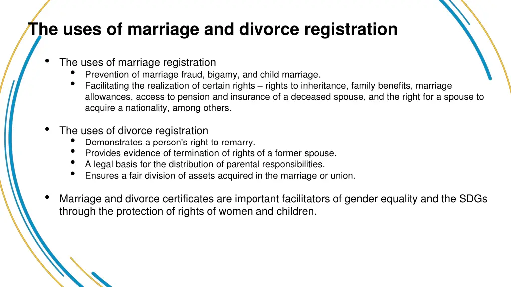 the uses of marriage and divorce registration