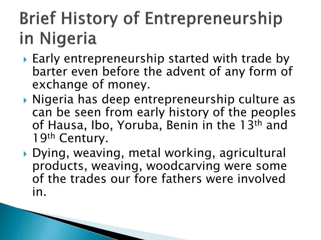 early entrepreneurship started with trade