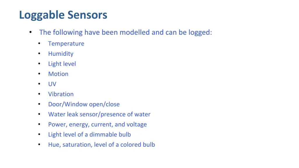 loggable sensors