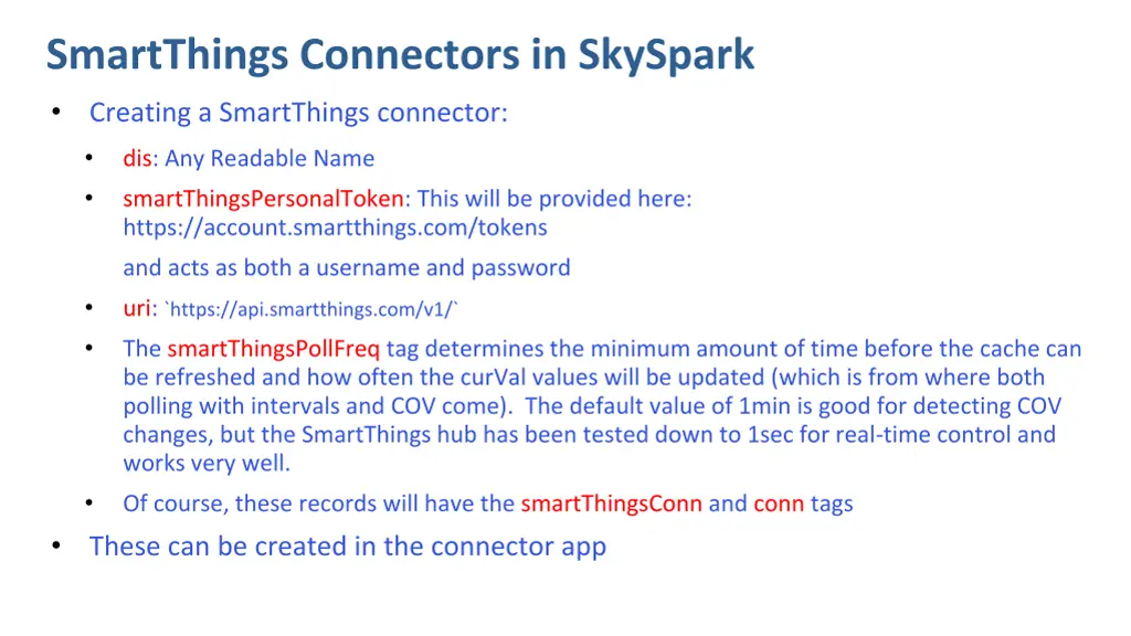 smartthings connectors in skyspark creating